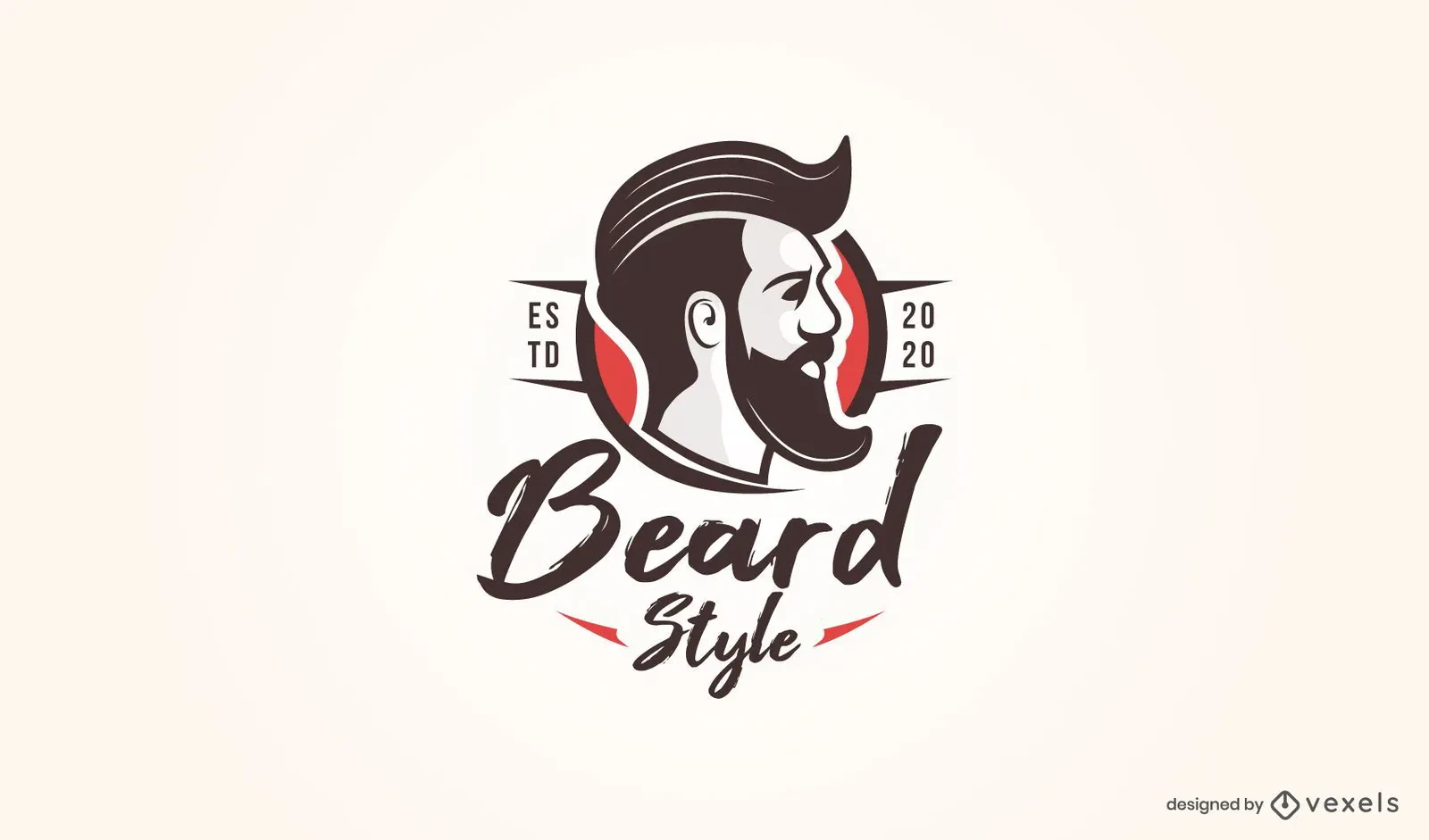 Detailed beard logo example with other elements
