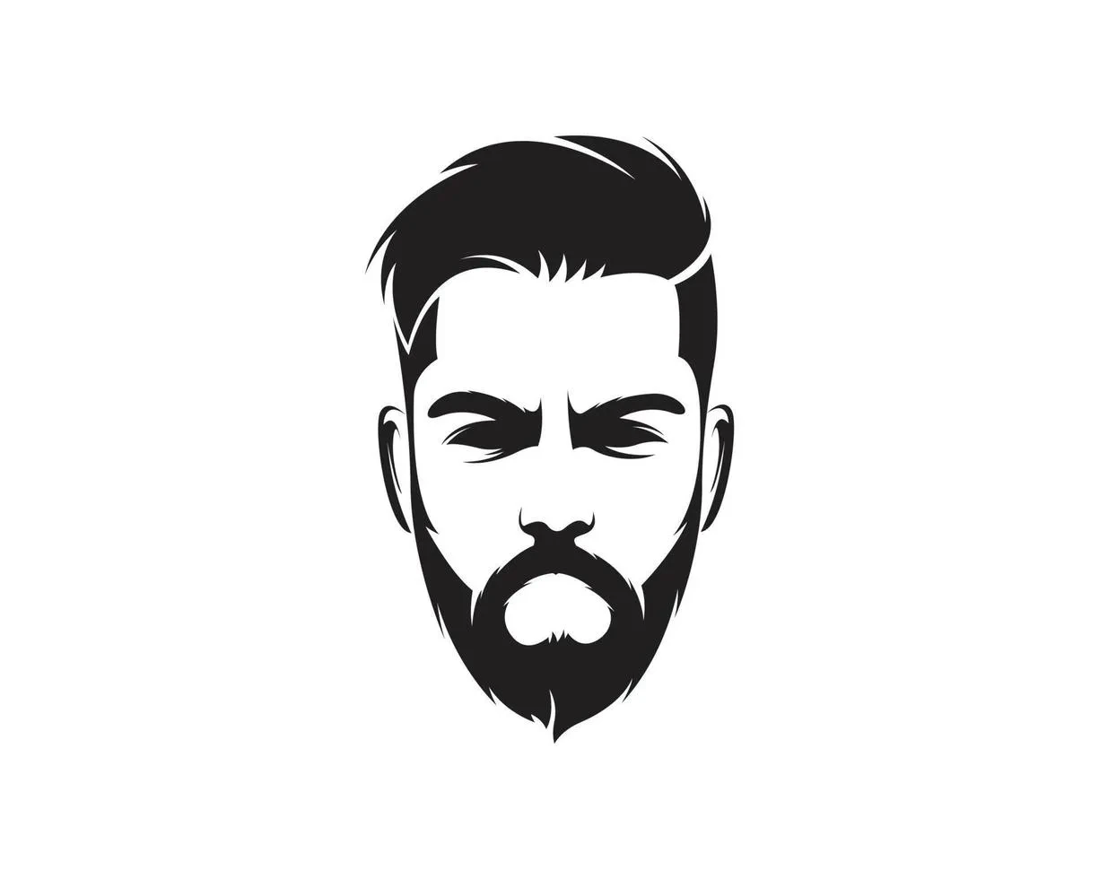 Short trimmed beard logo example